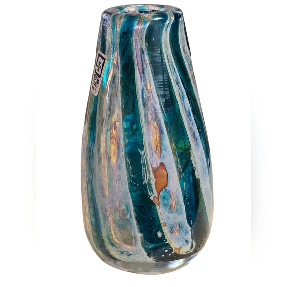 Mdnia Glass Malta Vase Vtg MCM Colorful Decorative Art Desk Paperweight Bottle